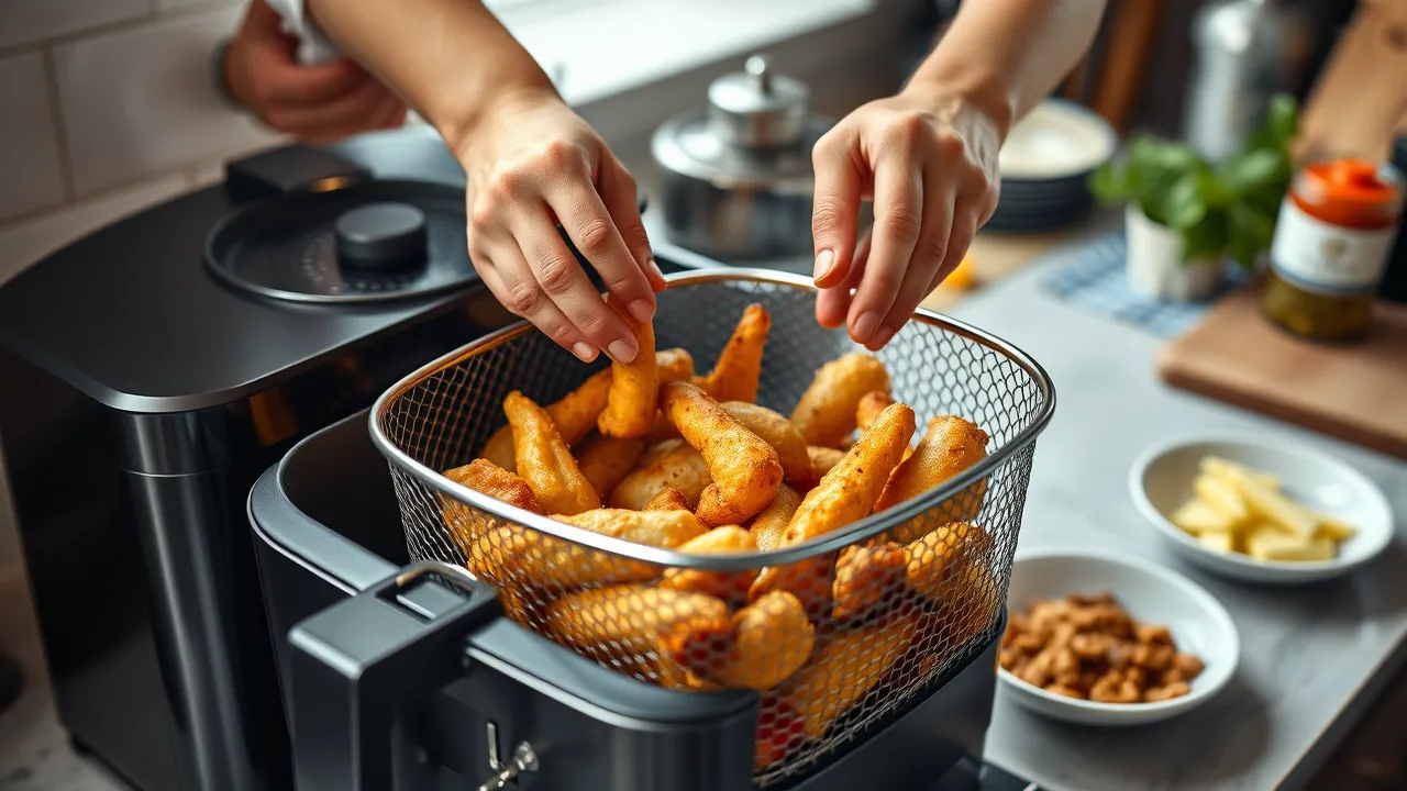 Airfryer-malleja testipöydällä testikeittiössä