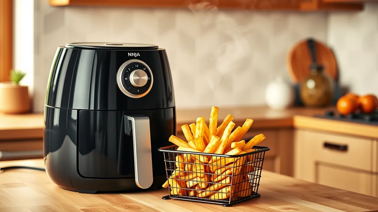 Ninja airfryer -malleja pöydällä